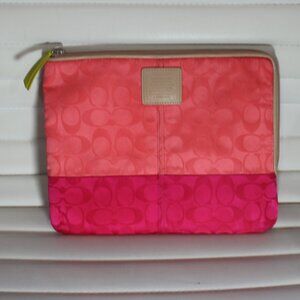COACH Legacy Work iPad Tablet Case Holder Coral/ Pink Ruby F65858 10.25" x 8.25"